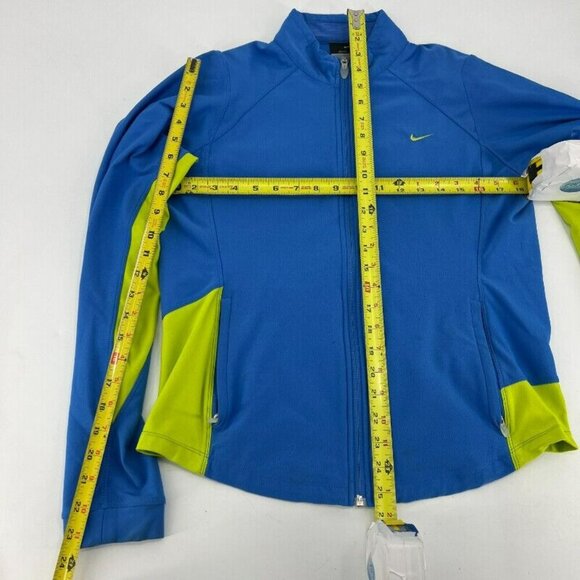Nike Dri-Fit Warm Up Run Gym Jacket Junior L = Womens M Blue Yellow Full Zip - Picture 5 of 8